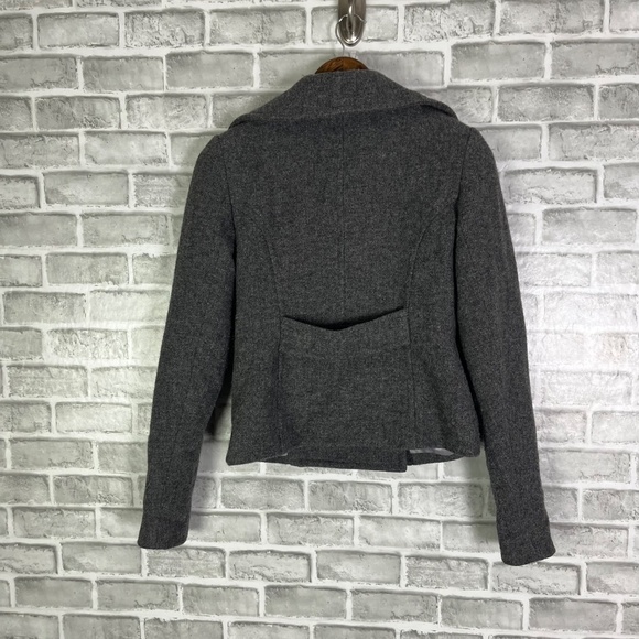 Smythe Double Breasted Wool Blend Charcoal Gray Gold Button Blazer Jacket Sz 4 - Picture 4 of 8